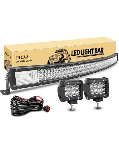 PICAA Barra de luz LED, 52 pulgadas 130cm 675W + 2 LUCES 4 PULGADAS