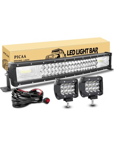 PICAA Barra de luz LED, 21 pulgadas 53cm 270W + 2 LUCES 4 PULGADAS