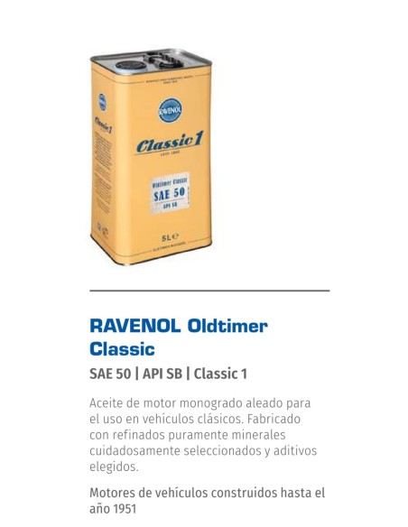 RAVENOL OLDTIMER CLASSIC 50 RAVENOL OLDTIMER CLASSIC 50