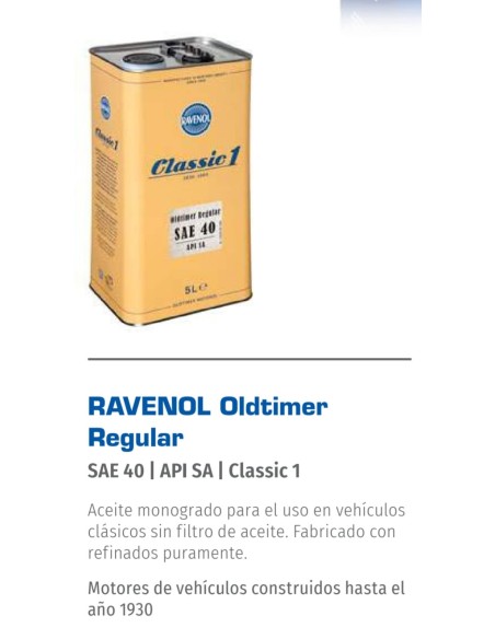 RAVENOL OLDTIMER REGULAR 40 RAVENOL OLDTIMER REGULAR 40
