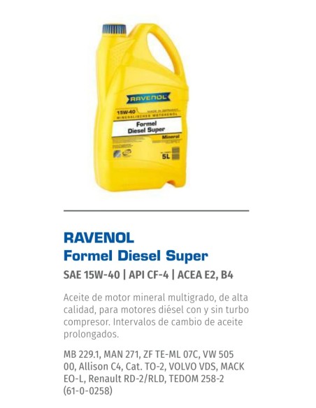 RAVENOL FORMEL DIESEL SUPER 15W-40 RAVENOL FORMEL DIESEL SUPER 15W-40